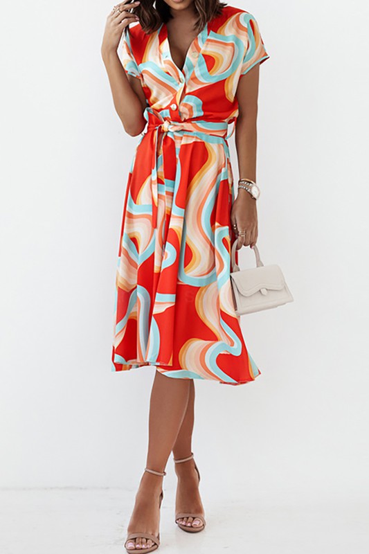 ORANGE PRINTED DRESS