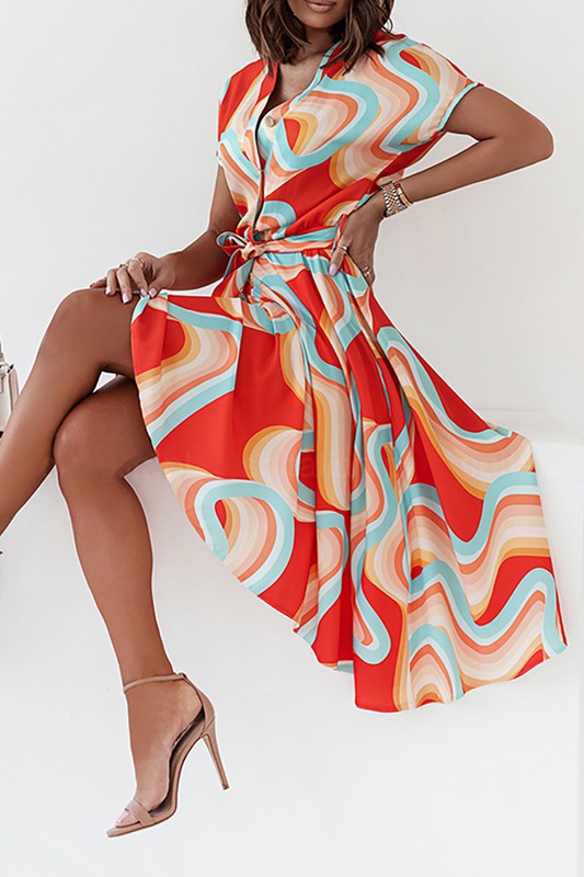 ORANGE PRINTED DRESS