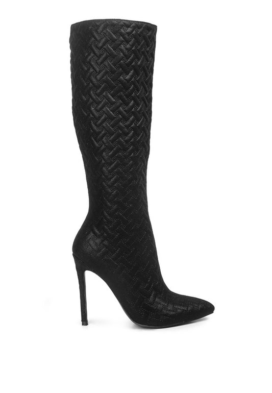 Tinkles Quilted High Heeled Calf Boots Wäre Rare Fashion