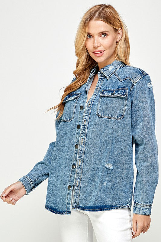 Women's Distressed Denim Shirts Wäre Rare Fashion