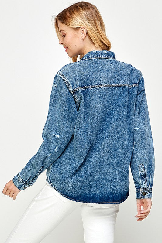 Women's Distressed Denim Shirts Wäre Rare Fashion