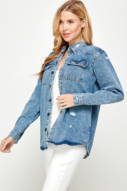 Women's Distressed Denim Shirts Wäre Rare Fashion