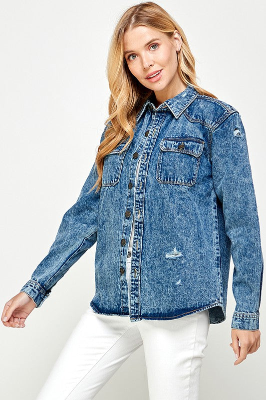 Women's Distressed Denim Shirts Wäre Rare Fashion