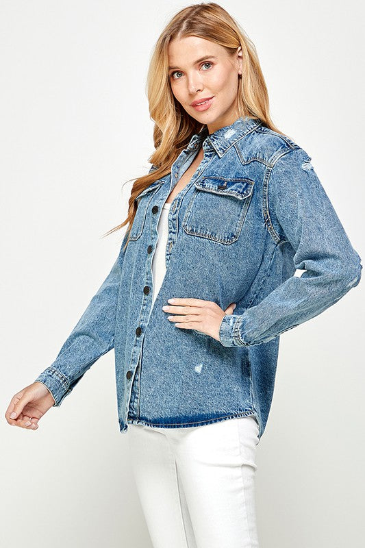 Women's Distressed Denim Shirts Wäre Rare Fashion