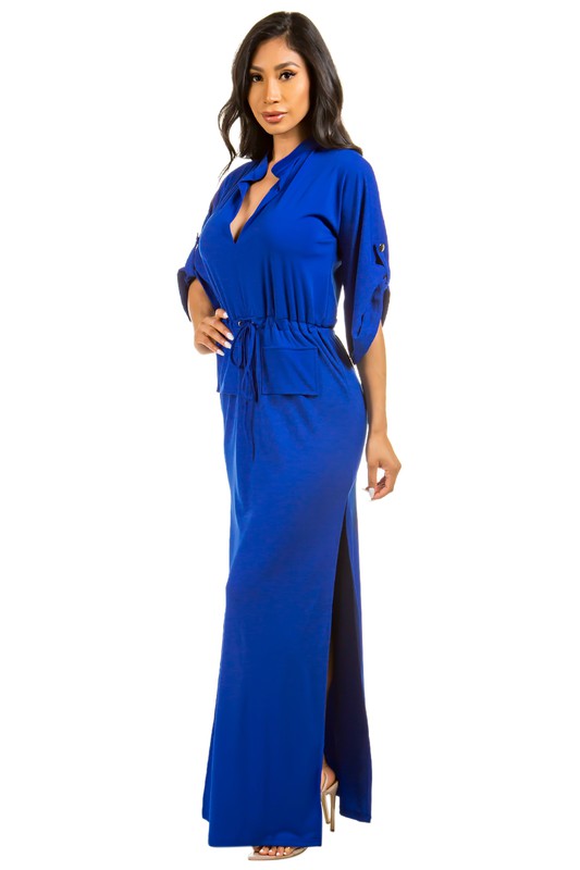 3/4 SLEEVED MAXI DRESS