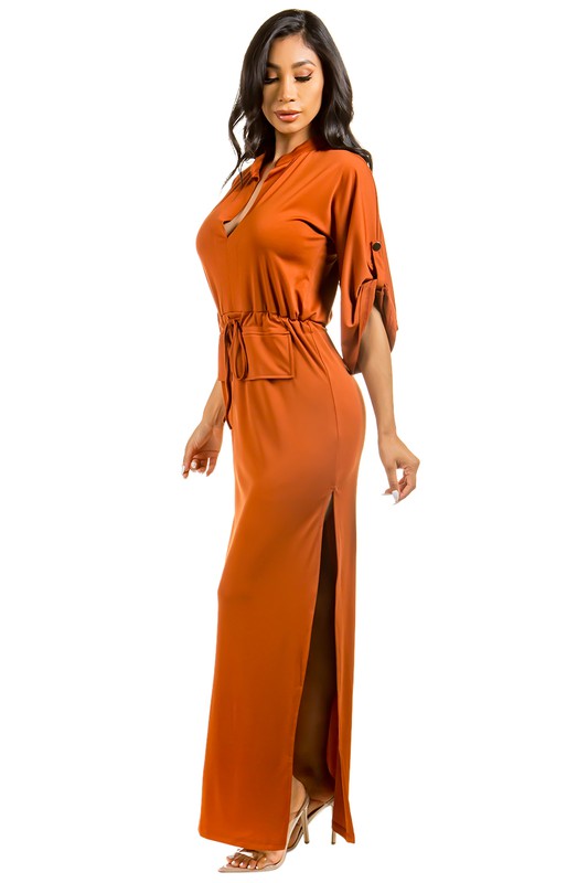 3/4 SLEEVED MAXI DRESS