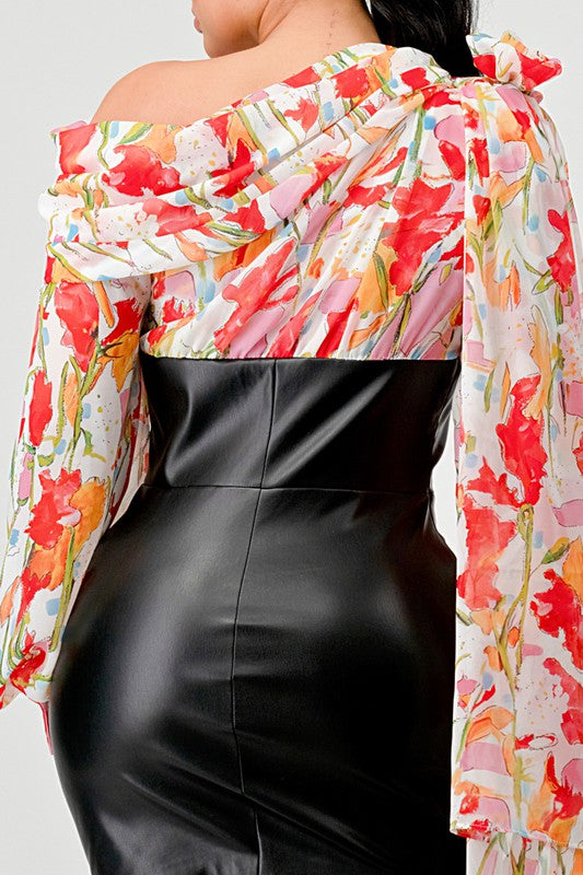 FLORAL LEATHER MINI DRESS Wäre Rare Fashion