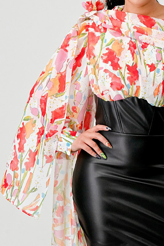 FLORAL LEATHER MINI DRESS Wäre Rare Fashion