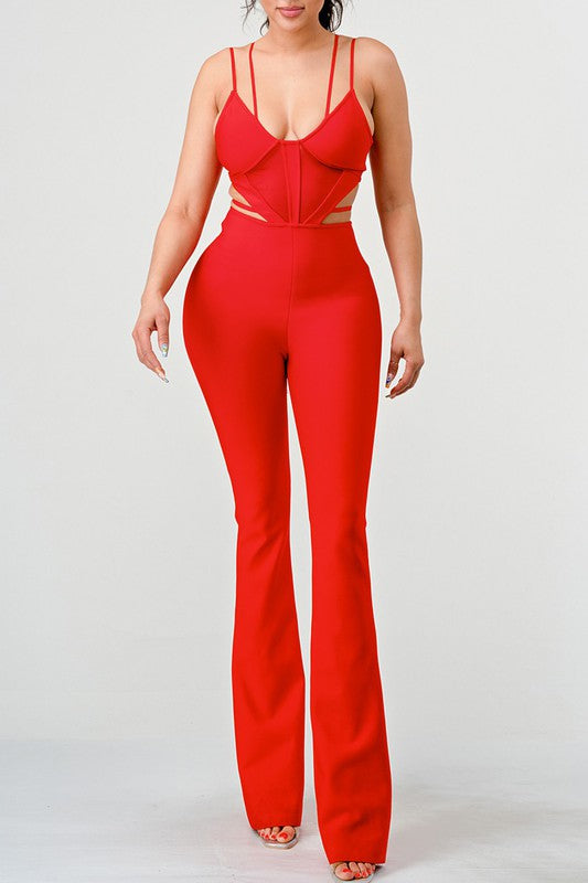 DOUBLE SPAGHETTI STRAP BODYCON JUMPSUIT Wäre Rare Fashion