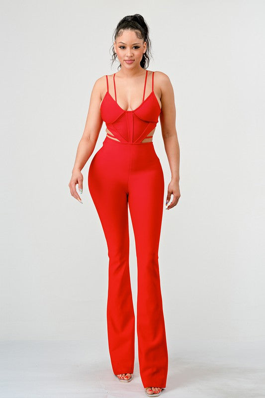 DOUBLE SPAGHETTI STRAP BODYCON JUMPSUIT Wäre Rare Fashion