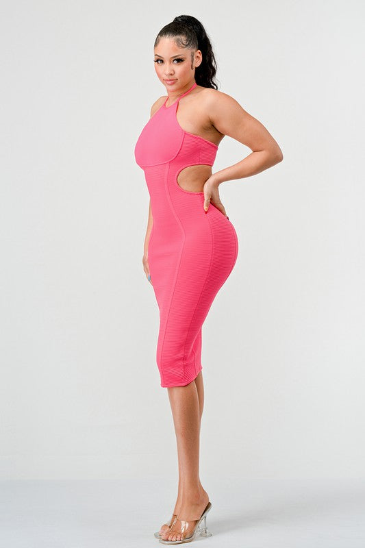 HALTER HOLLOW OUT BODYCON BANDAGE DRESS Wäre Rare Fashion