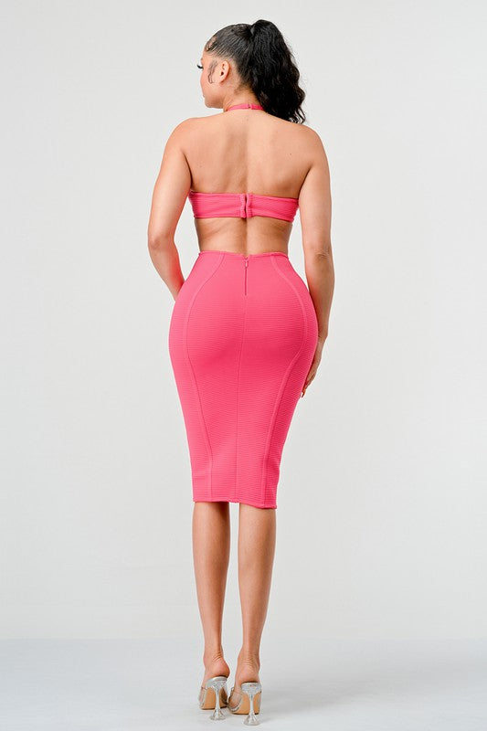 HALTER HOLLOW OUT BODYCON BANDAGE DRESS Wäre Rare Fashion