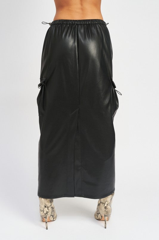 LEATHER CARGO MAXI SKIRT Wäre Rare Fashion