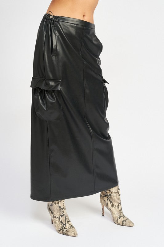 LEATHER CARGO MAXI SKIRT Wäre Rare Fashion
