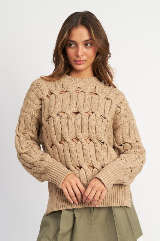 OPEN KNIT SWEATER WITH SLITS Emory Park