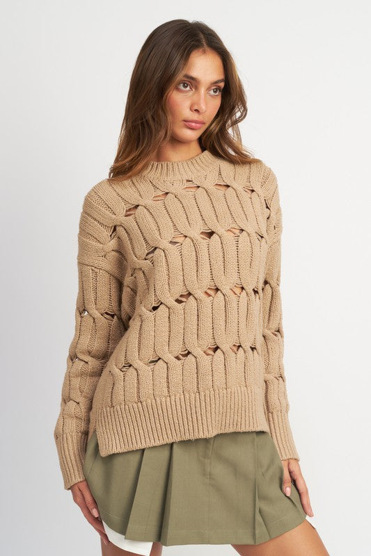 OPEN KNIT SWEATER WITH SLITS Emory Park