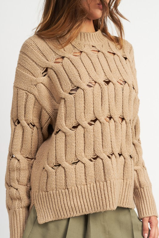 OPEN KNIT SWEATER WITH SLITS Emory Park