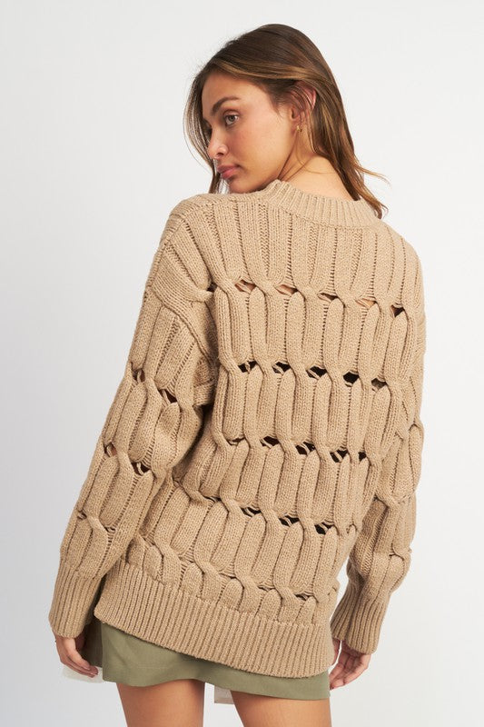 OPEN KNIT SWEATER WITH SLITS Emory Park