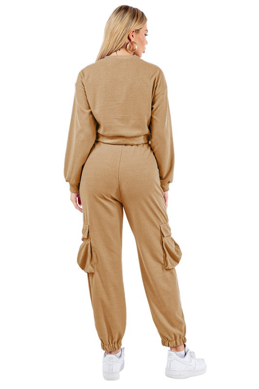 WAFFLED COZY SWEATSUIT