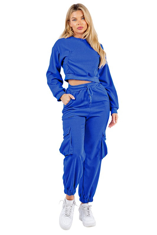 WAFFLED COZY SWEATSUIT