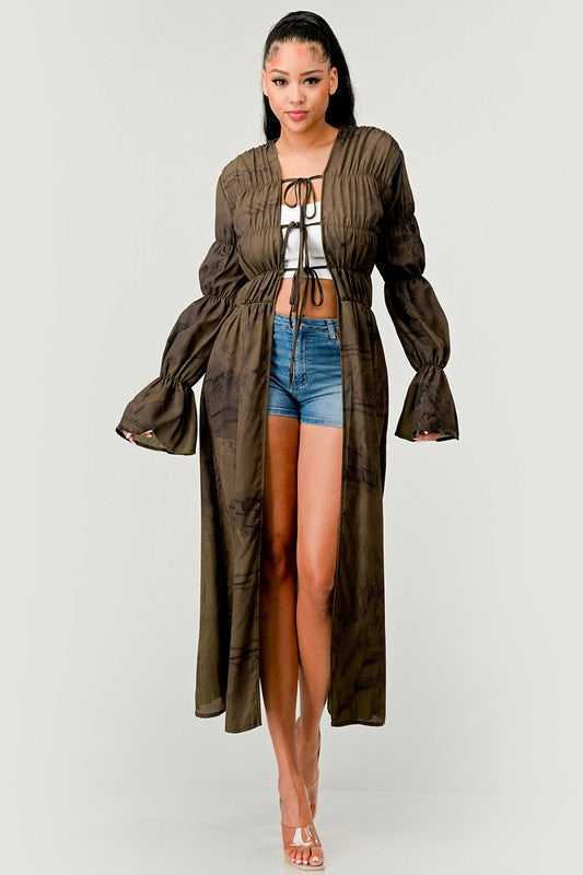 SHIRRING FRONT TIE CARDIGAN Wäre Rare Fashion