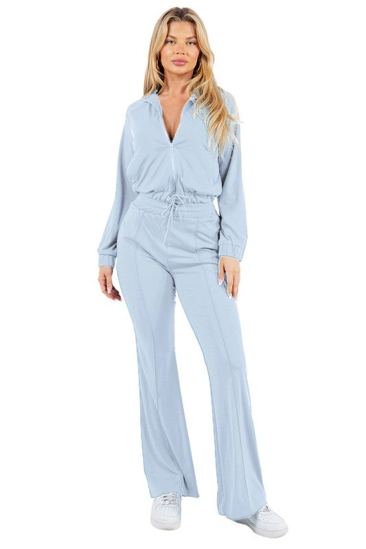 ZIP UP TWO-PIECE PANTS SET
