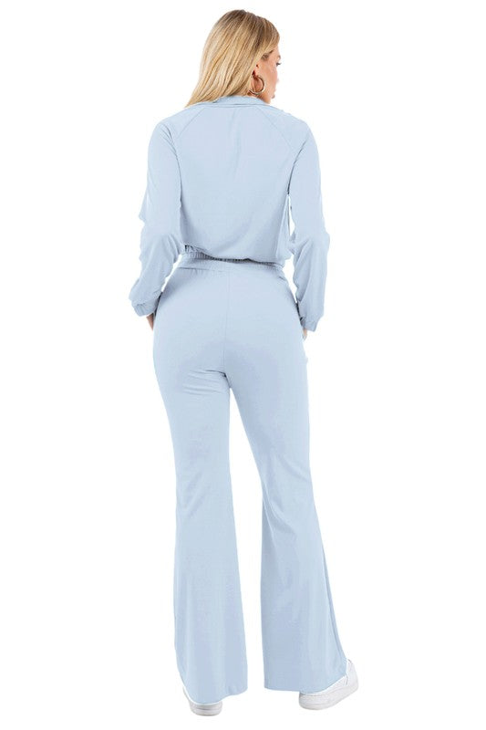 ZIP UP TWO-PIECE PANTS SET