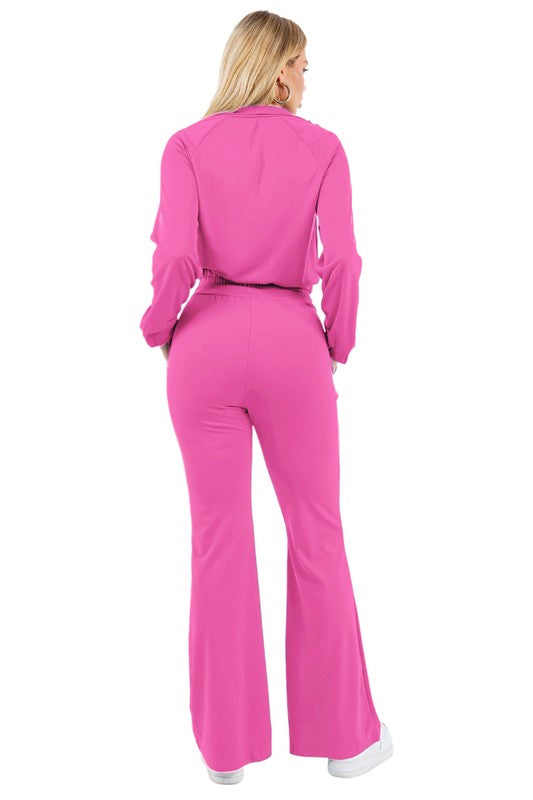 ZIP UP TWO-PIECE PANTS SET