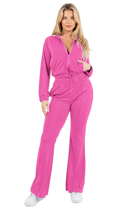 ZIP UP TWO-PIECE PANTS SET