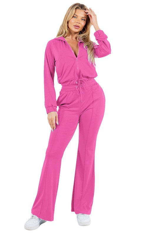ZIP UP TWO-PIECE PANTS SET