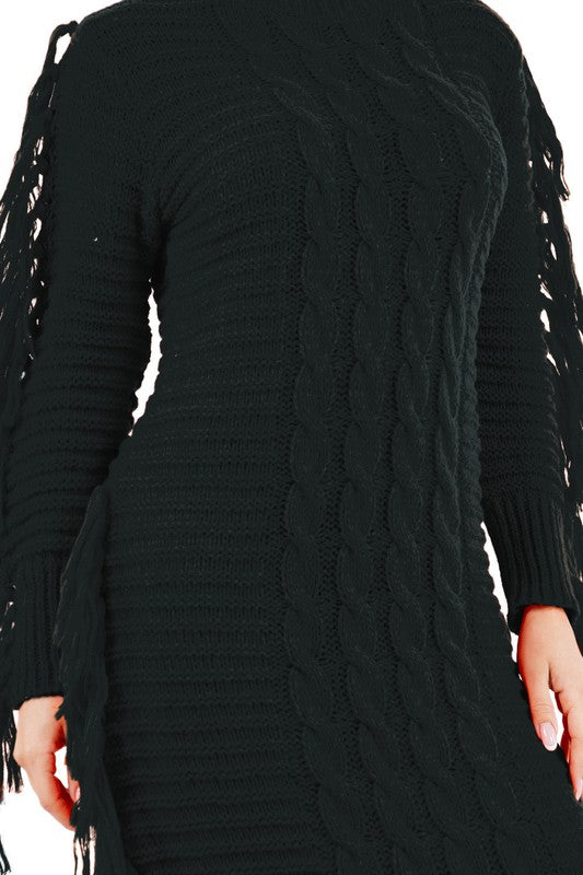 FRINGE SWEATER DRESS