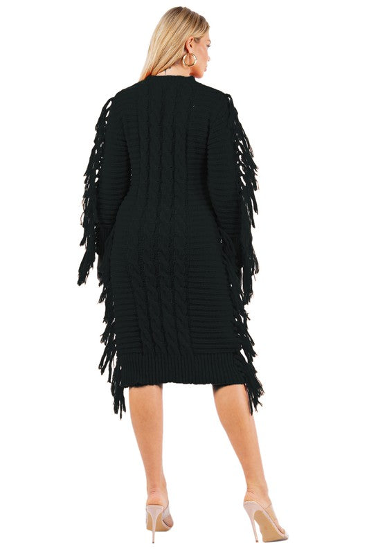 FRINGE SWEATER DRESS