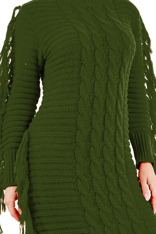FRINGE SWEATER DRESS