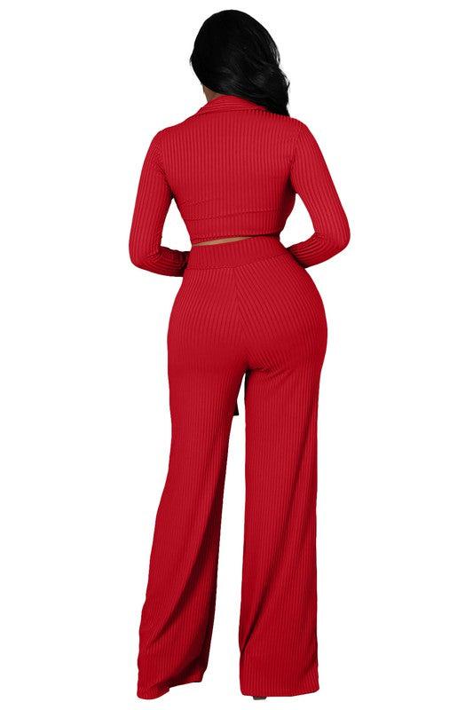 SCOOP NECK TWO PIECE PANTS SET