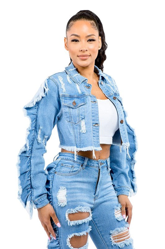 FLOUNCED DENIM JACKET