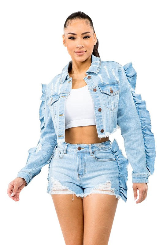FLOUNCED DENIM JACKET