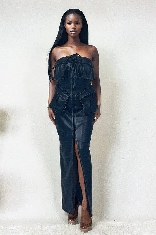 SARTORIAL PU LEATHER DRESS Wäre Rare Fashion