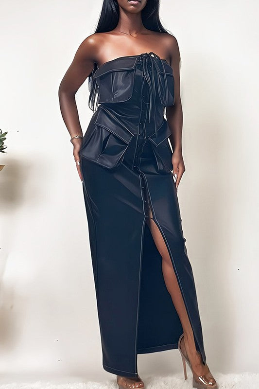 SARTORIAL PU LEATHER DRESS Wäre Rare Fashion