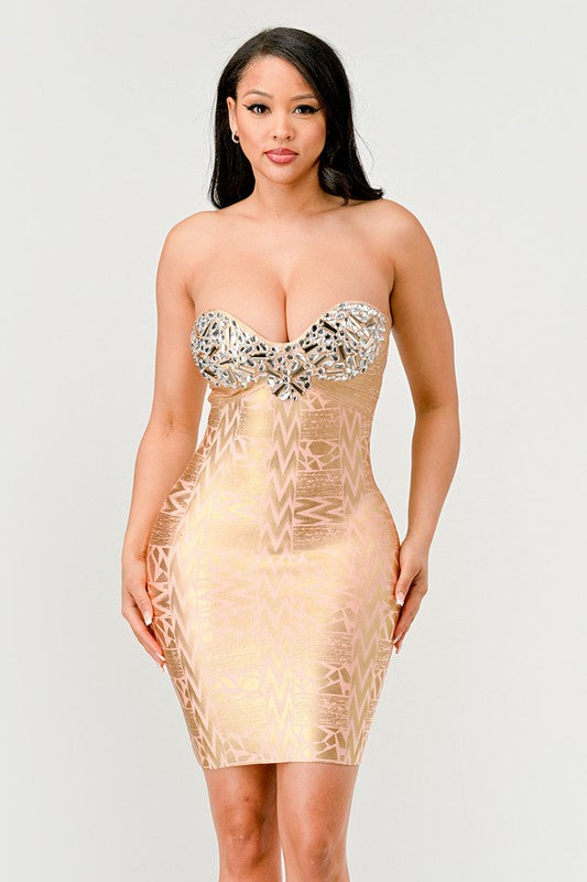 GILDED GLAMOUR STRAPLESS DRESS Wäre Rare Fashion