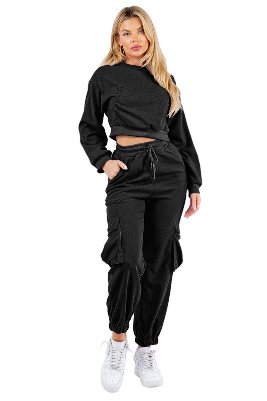 WAFFLED COZY SWEATSUIT
