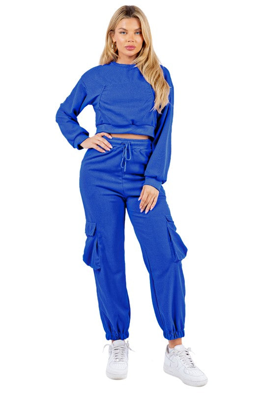 WAFFLED COZY SWEATSUIT