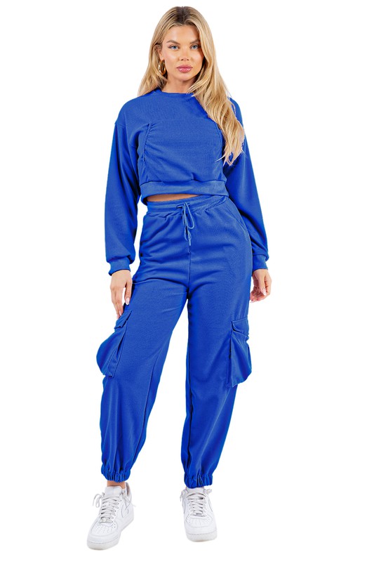 WAFFLED COZY SWEATSUIT