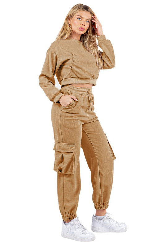 WAFFLED COZY SWEATSUIT