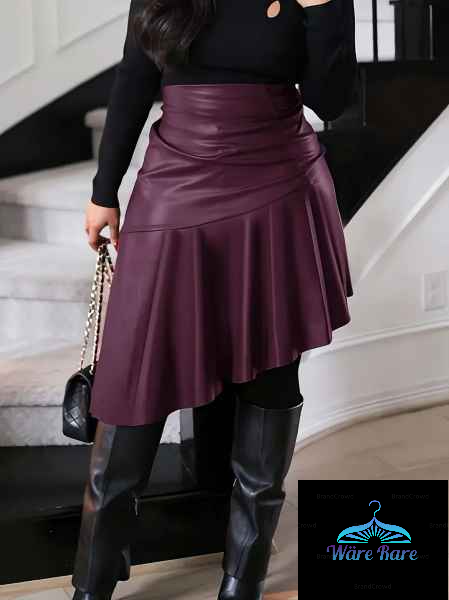 FAUX LEATHER FLOUNCED SKIRT WARE RARE