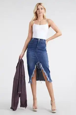 V SPLIT DENIM SKIRT