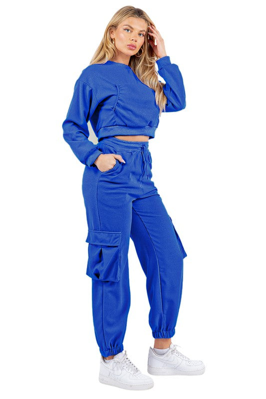 WAFFLED COZY SWEATSUIT