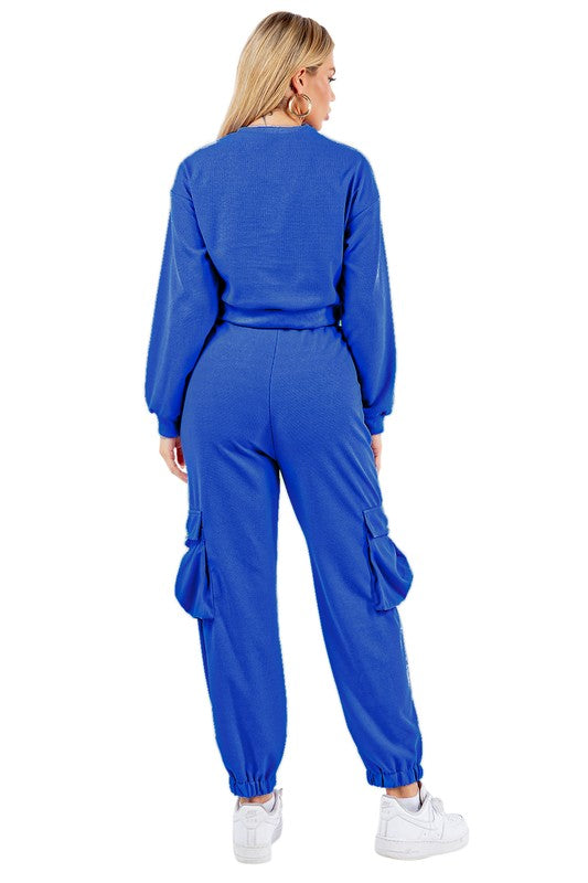 WAFFLED COZY SWEATSUIT