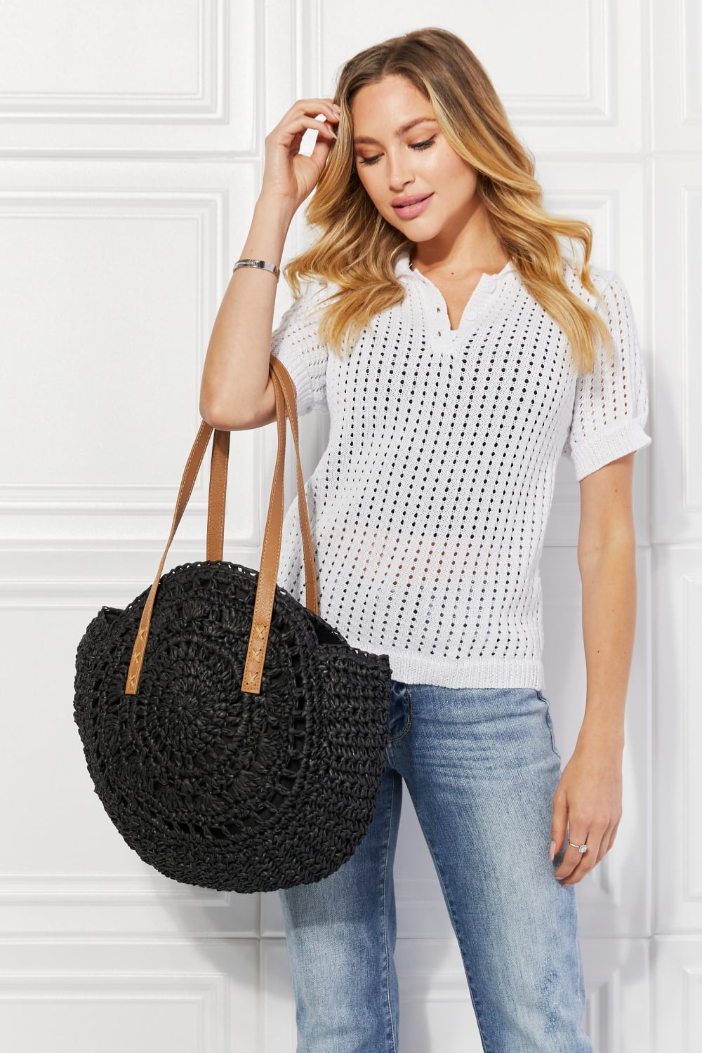 C'est La Vie Crochet Handbag in Black