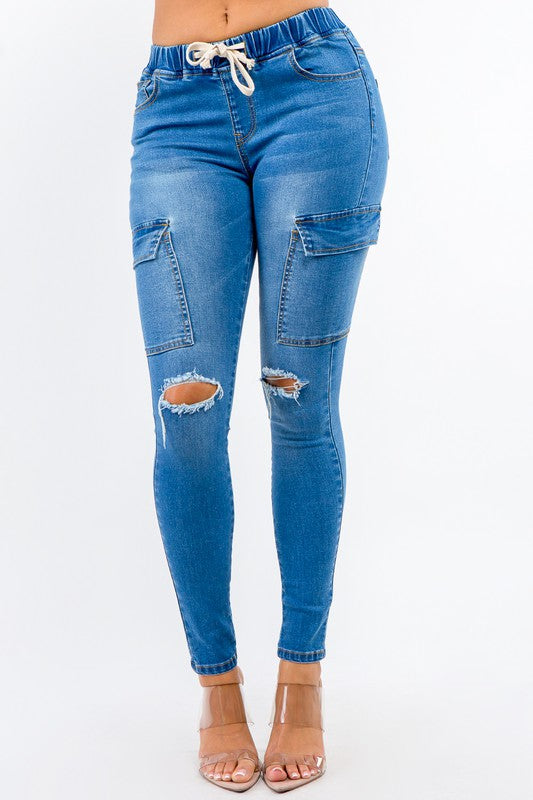 CARGO POCKETS DENIM JOGGERS - Wäre Rare