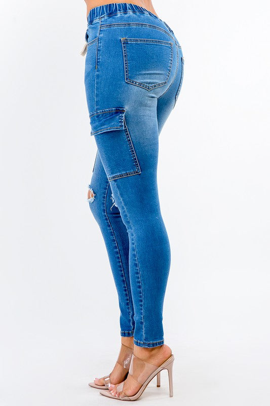 CARGO POCKETS DENIM JOGGERS - Wäre Rare